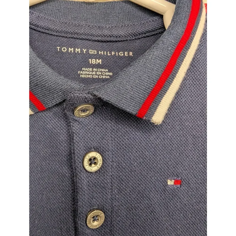 Tommy Hilfiger Infant Boys, Button Down Polo Collar Romper Shorts, Sz 18 mos